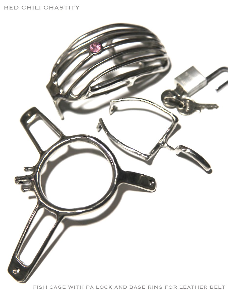 After a bit of fun with the anal and urethral plugs 😈, Mistress now demands a return to total chastity — fully secured by the PA piercing 🔒 locked to the Fish cage, held tight by a leather belt around the base ring 🖤 No more playing around!
cage-de-chastete.com/en/fish-cage/