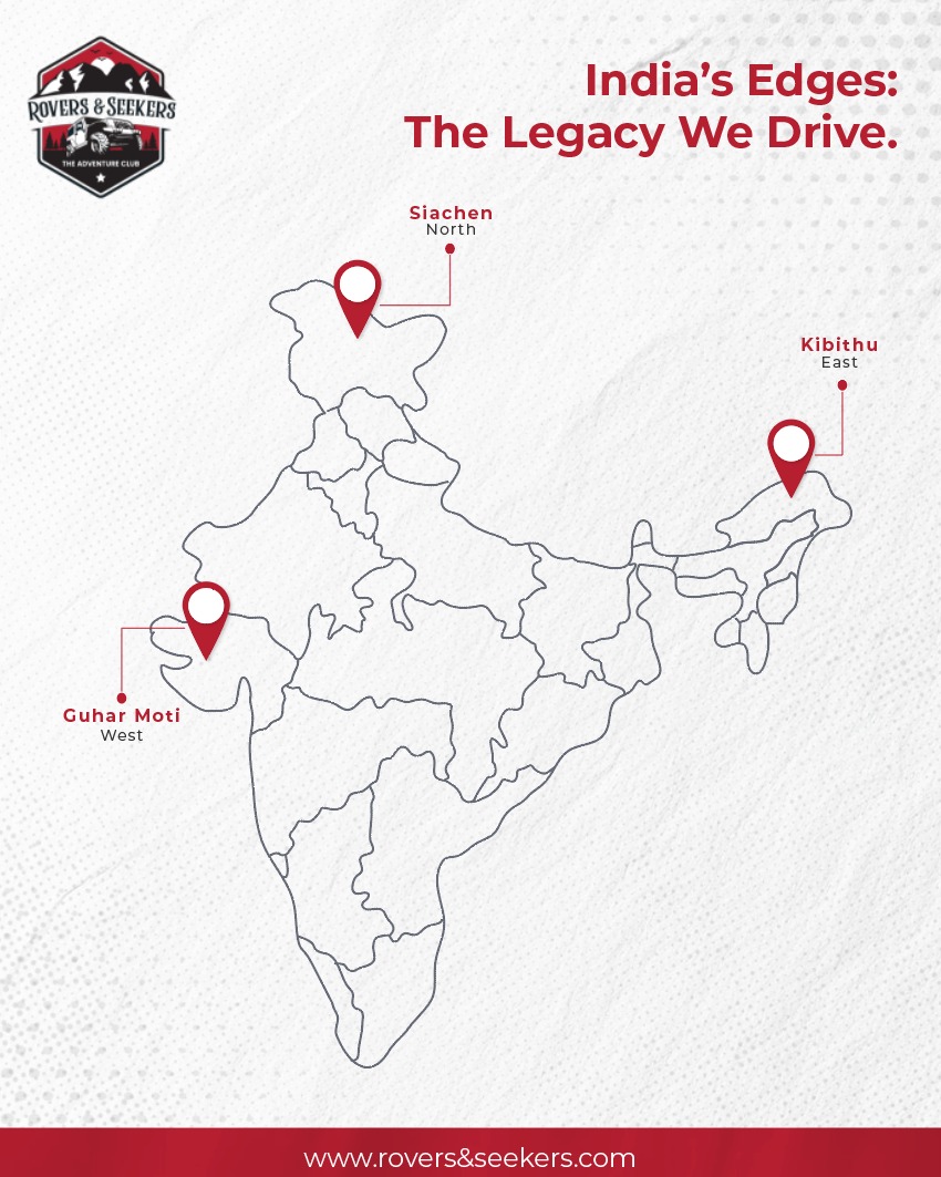 roversnseekers's tweet photo. We don’t just cover kilometers; we touch the edges of India. 🌏 From the far West (Guhar Moti) to the far East (Kibithu), and to the far North (Siachen Base Camp). This isn’t tourism. It’s legacy.

📩 roversandseekers@gmail.com | 📞 9427733929

#RoversAndSeekers #RoadTripIndia https://t.co/NqA9MGhGTK