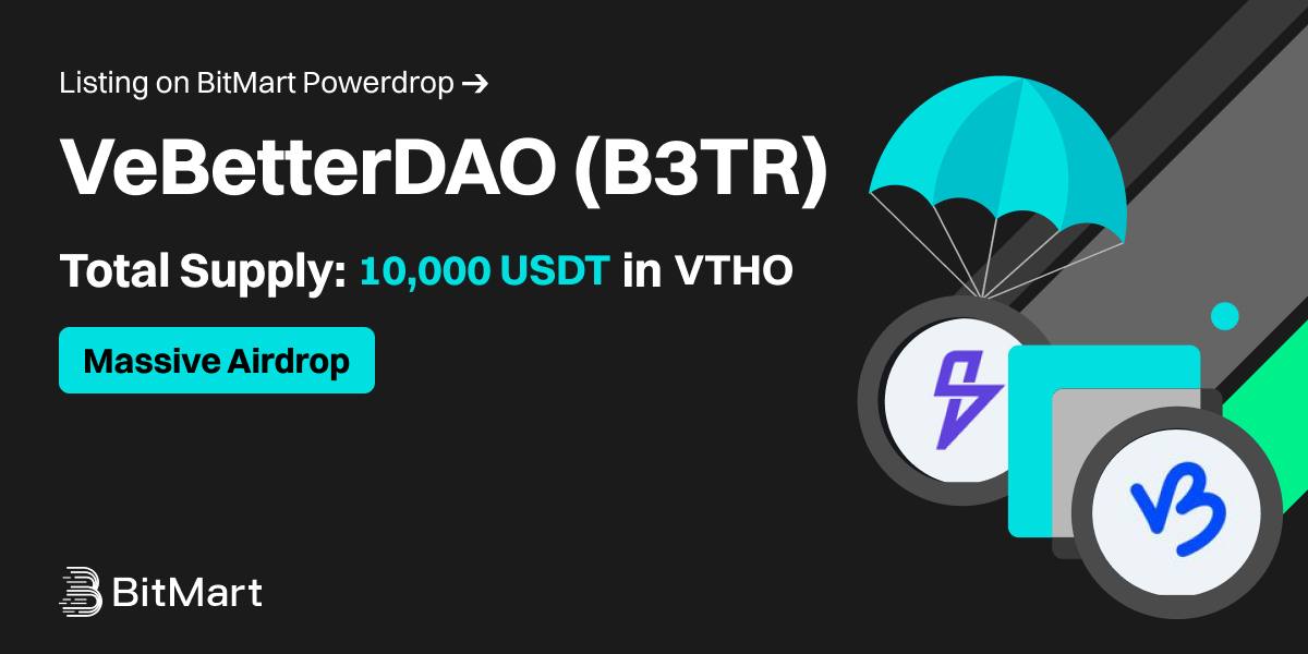 akpan_luke86117's tweet image. 🚀 VeBetterDAO (B3TR)is dropping on BitMart Powerdrop!

💰 Prize Pool: 10,000 USDT in VTHO (~8.8M VTHO)  
🗓️ Event: Nov 4 – Nov 18, 2025  
⚡ How to Win:
1️⃣ Sign Up  
2️⃣ Earn Tickets  
3️⃣ Split the Pot  
👉bitmart.com/en-US/invite/c…

#BitMartPowerdrop #CryptoAirdrop #VeChain #B3TR