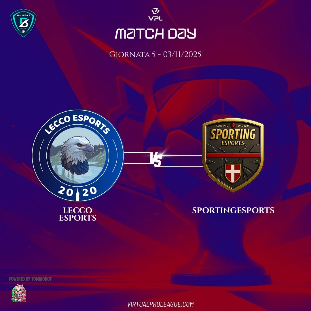 Dopo una settimana sottotono 
Siamo pronti a riprenderci 
Lecco esports vs Sporting esports
H.23:00