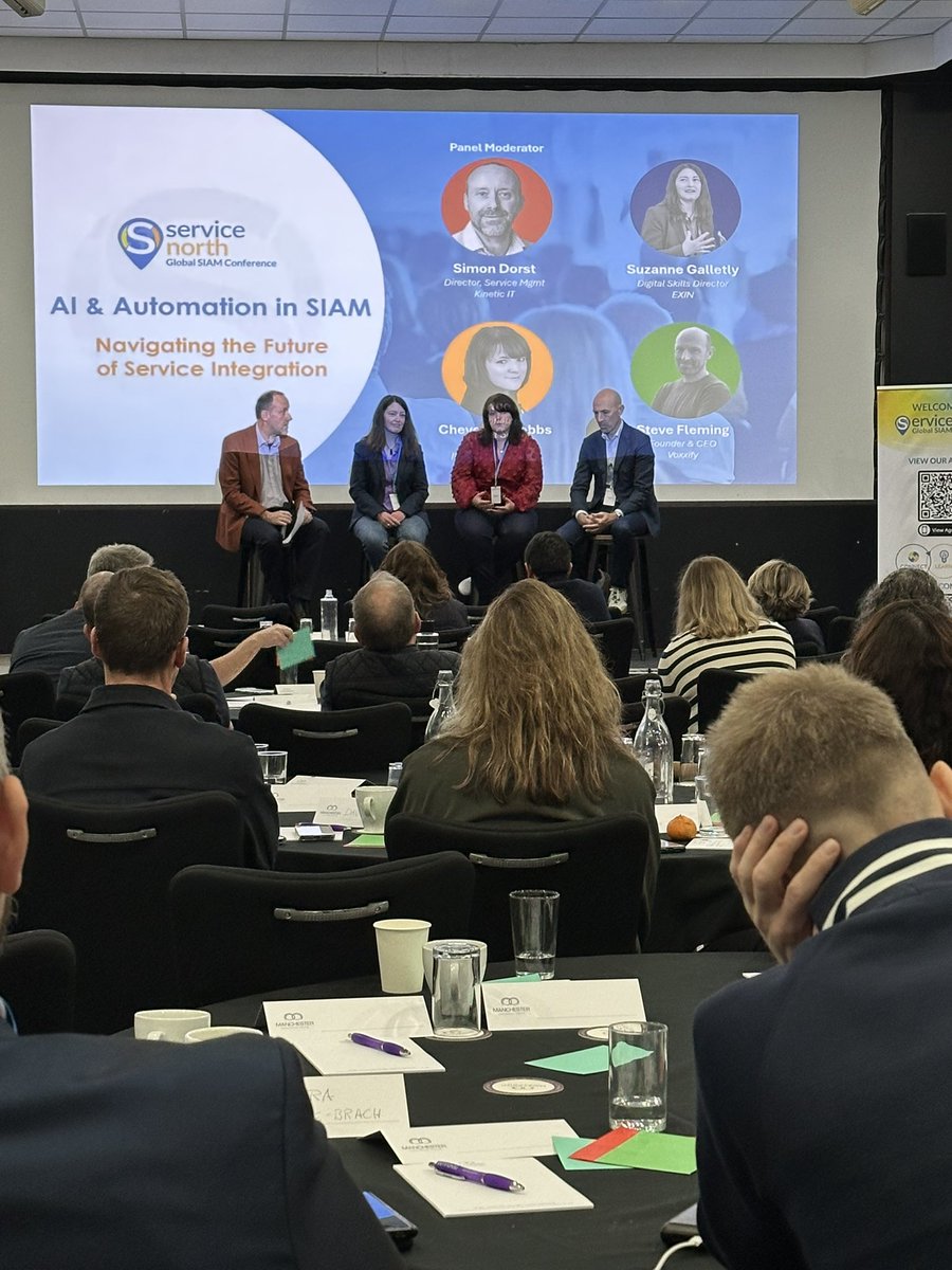 ScopismSteph's tweet image. A fantastic panel talking about #AI &amp;amp; #Automation in #SIAM @scopismnews #ServiceNorth2025 thank you @ITILzealot for hosting!