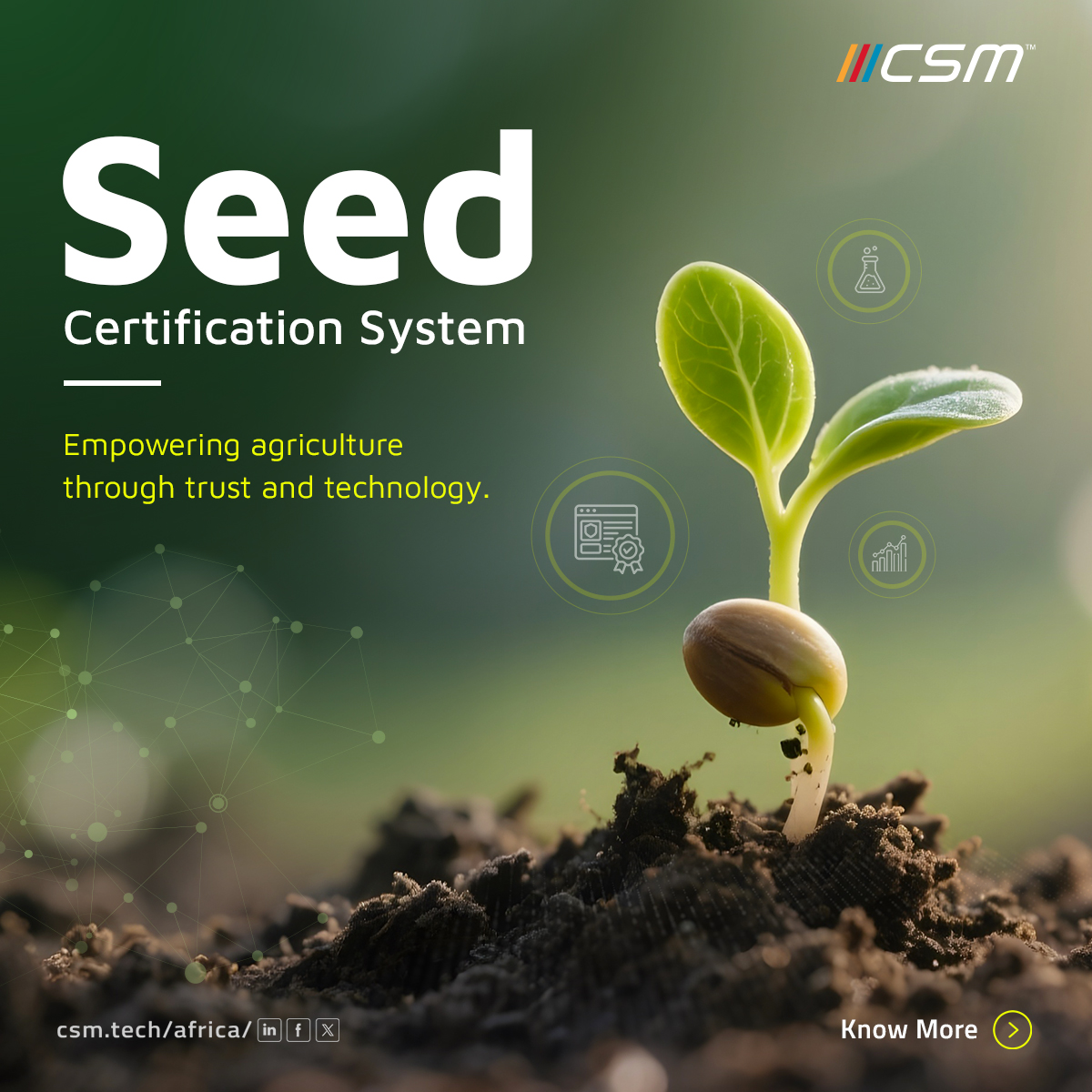 CSMTechAfrica's tweet image. The Seed Certification System supports sustainable farming by ensuring seed quality, compliance, and traceability across the agricultural value chain.
👉 Know more: csm.tech/africa/agricul…

#CSM #CSMTechAfrica #SeedCertification #AgriTransformation #SustainableGrowth