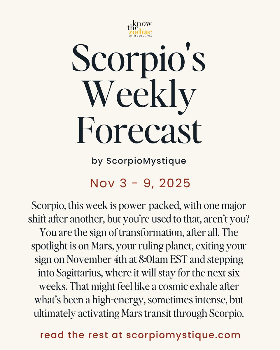 #Scorpio, read the rest of your weekly horoscope on the @knowthezodiac app or on my scorpiomystique.com/scorpios-weekl… ♏️♥️✨ have a great week!