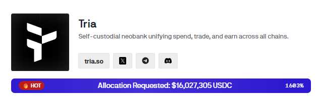 Triaのセール開始1時間で16倍のコミット超えと、凄い人気です！

▼ セール参加
🔗legion.cc/app/invest
※希望アロケ額とTriaのユーザーネームを提出
※画面上部のChange curatorでNozomiに切り替える必要がります！

2つの投資オプションがありますが、私はFDV$100M一択です！