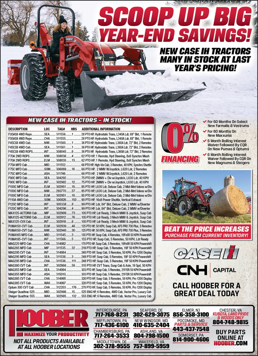 Year-End Savings! See something you like? Ask a Hoober salesman for more info!
hoober.com/HooberLocation…
#hooberinc #caseih #TractorForSale