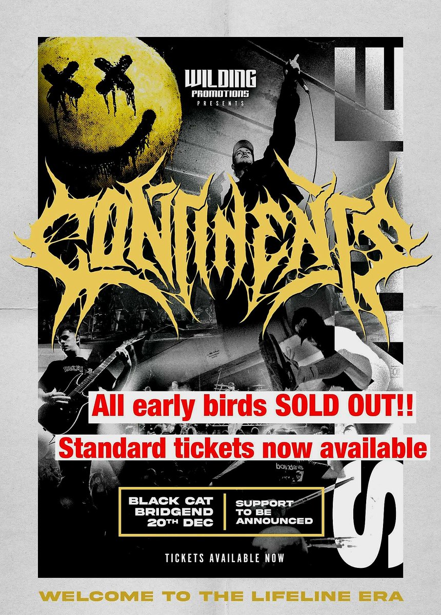 As announced last week by #WildingPromotions Welsh metalcore giants <a href="/wearecontinents/">CONTINENTS</a> will be returning to #Blackcatbridgend on #December 20th 🔥 

After selling out the venue last year they return with new music &amp; new era for the band!!!

Info &amp; tickets ☆ facebook.com/share/p/17jaca…
