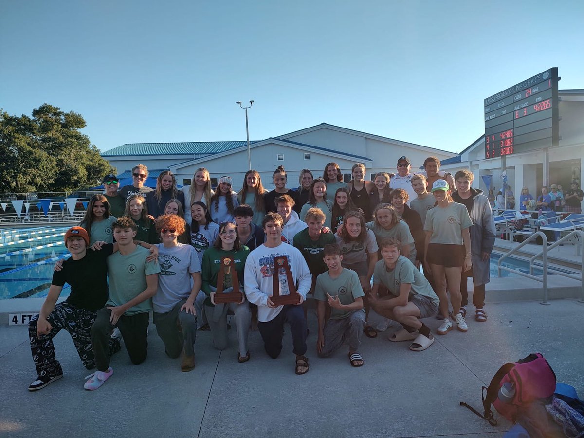 Congratulations to BOTH our Boys' and Girls' swim teams for bringing home district championships this past weekend.  ALL 35 swim athletes have qualified to move on to Regionals this weekend, Saturday, Nov. 8th!  We are very proud of you all!