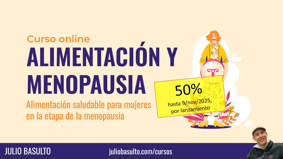 JulioBasulto_DN's tweet photo. Se agradece difusión. 50%, por lanzamiento, en mi curso online "Alimentación y menopausia"👉https://t.co/jX9B3IrFPJ https://t.co/FYVCwsdXNW