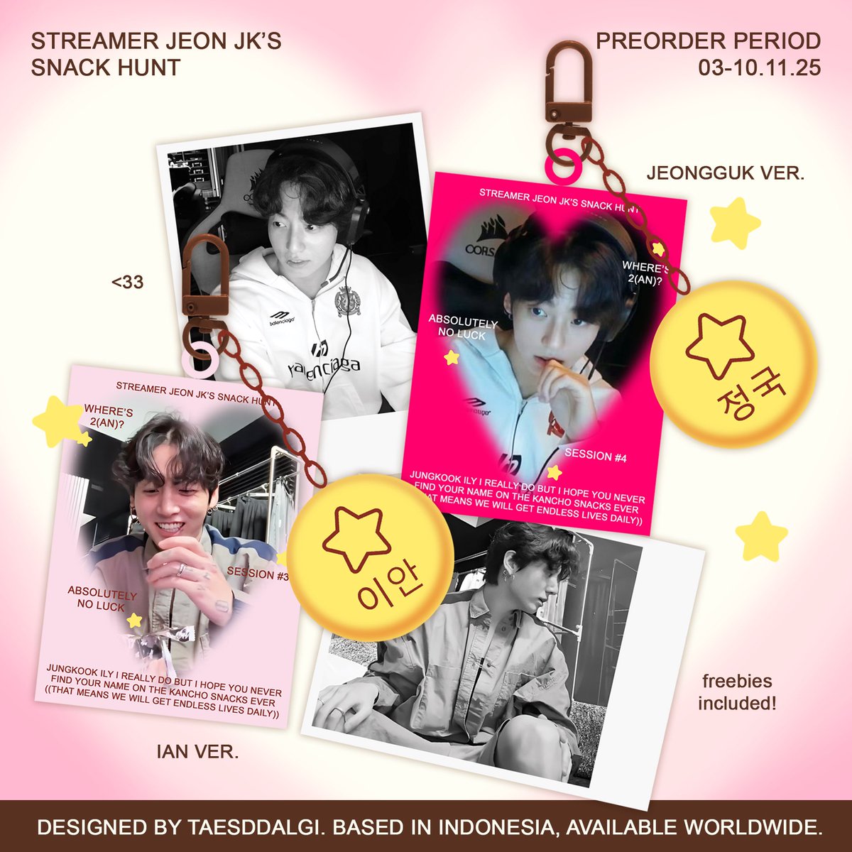 help rt please!

we are currently on day 6 (and still counting) of jungkook’s kancho hunt 🍡

open po jungkook x kancho inspired fanmade bagcharms 💓 by <a href="/taesddalgi/">₊˚⊹♡ caa</a>
idr 49k each // idr 89k for 2 pcs

— worldwide shipping available 🌎; DM for international orders!