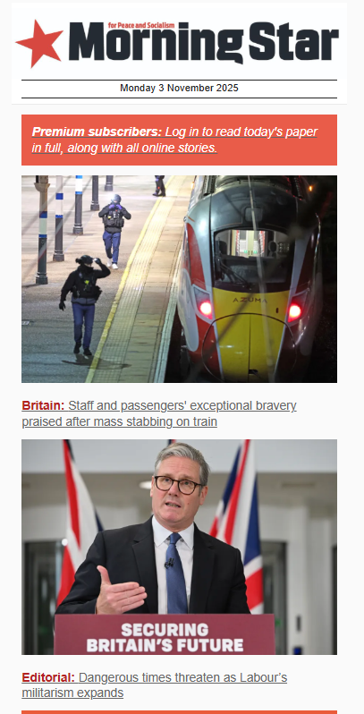 Labour4S's tweet image. Reject the capitalist variants and receive a daily dose of socialism in your inbox. Sign up to the free Morning Star daily newsletter here: morningstaronline.us19.list-manage.com/subscribe/post…