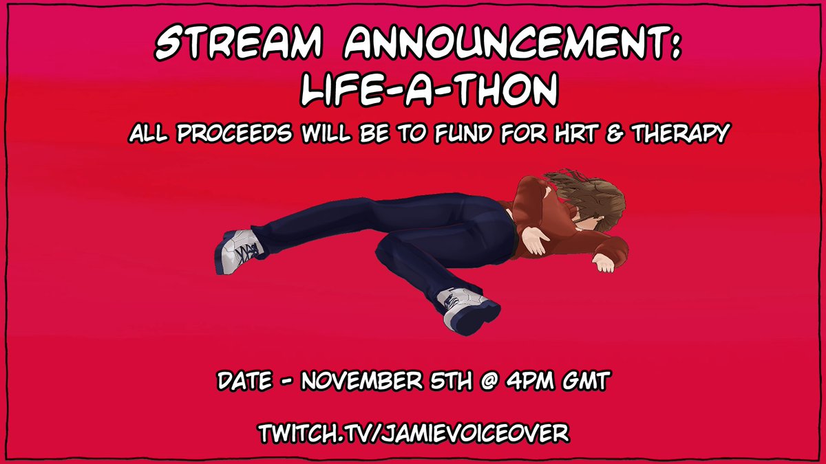 Starting this Wednesday, anything made from my streaming content will be going towards funding for HRT &amp; therapy.

I want to be able to continue being me, so I’m making important calls to do so.

Goals will be revealed on the day