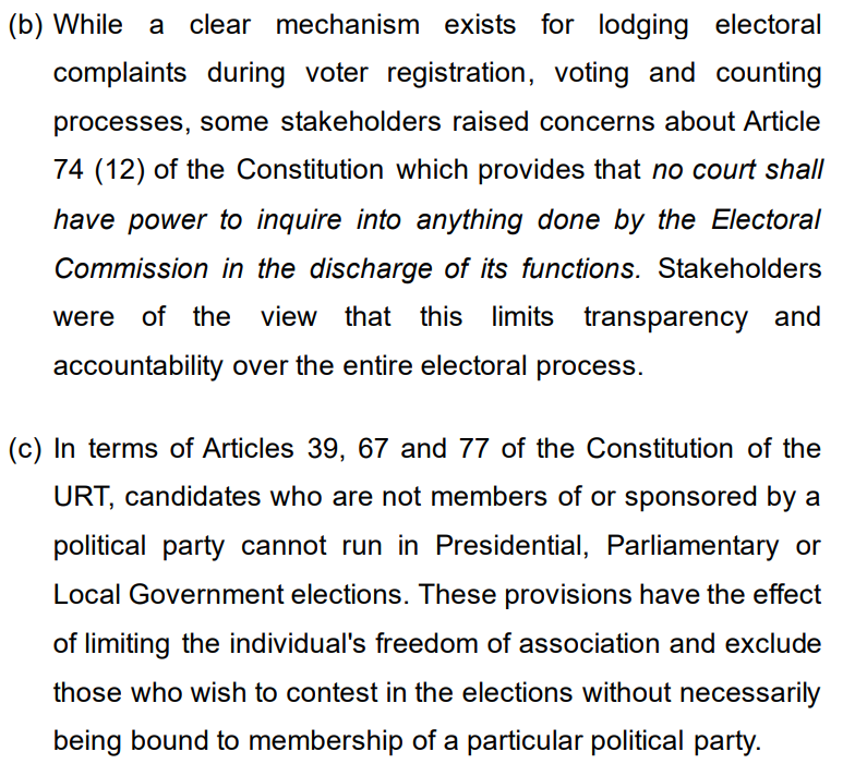 🚨 Scathing report from the SADC observation mission on the Tanzanian elections, mentions "police firing arms" on election day.
"A very low voter turnout in all polling stations observed. Some polling centres did not have voters at all", far from the official 31M voters announced