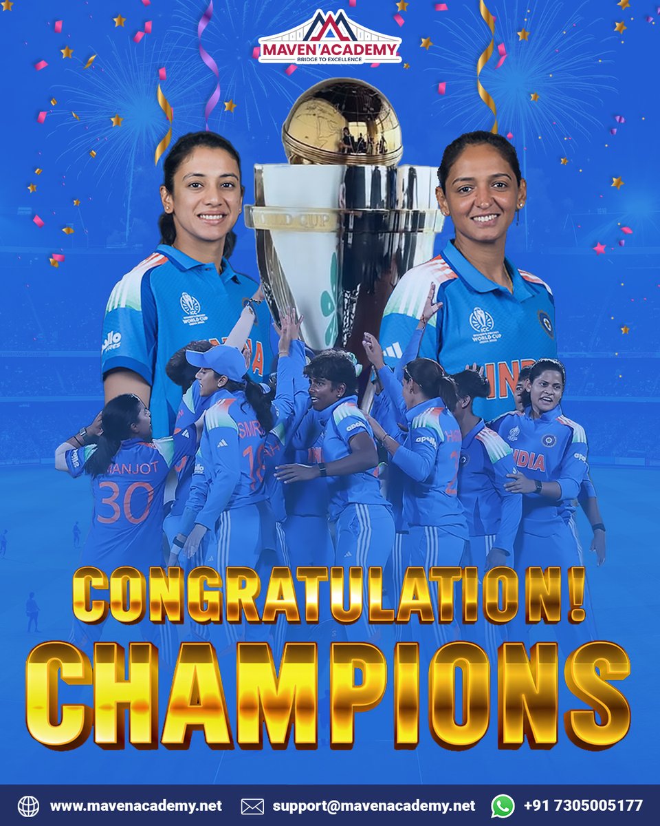MavenAcademy1's tweet image. 🏆 CONGRATULATIONS, CHAMPIONS! 🏆

At Maven Academy, we believe that Champions are built through dedication, guidance, and excellence.
📞 Call us: 73050 05177
🌐 Visit: mavenacademy.net

#MavenAcademy #Champions #TeamIndia #Victory #CricketChampions #ProudMoment