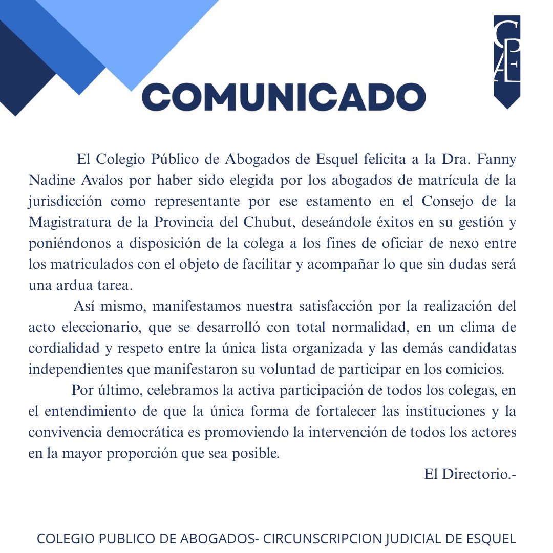 Colegio Abogados Esquel tweet media