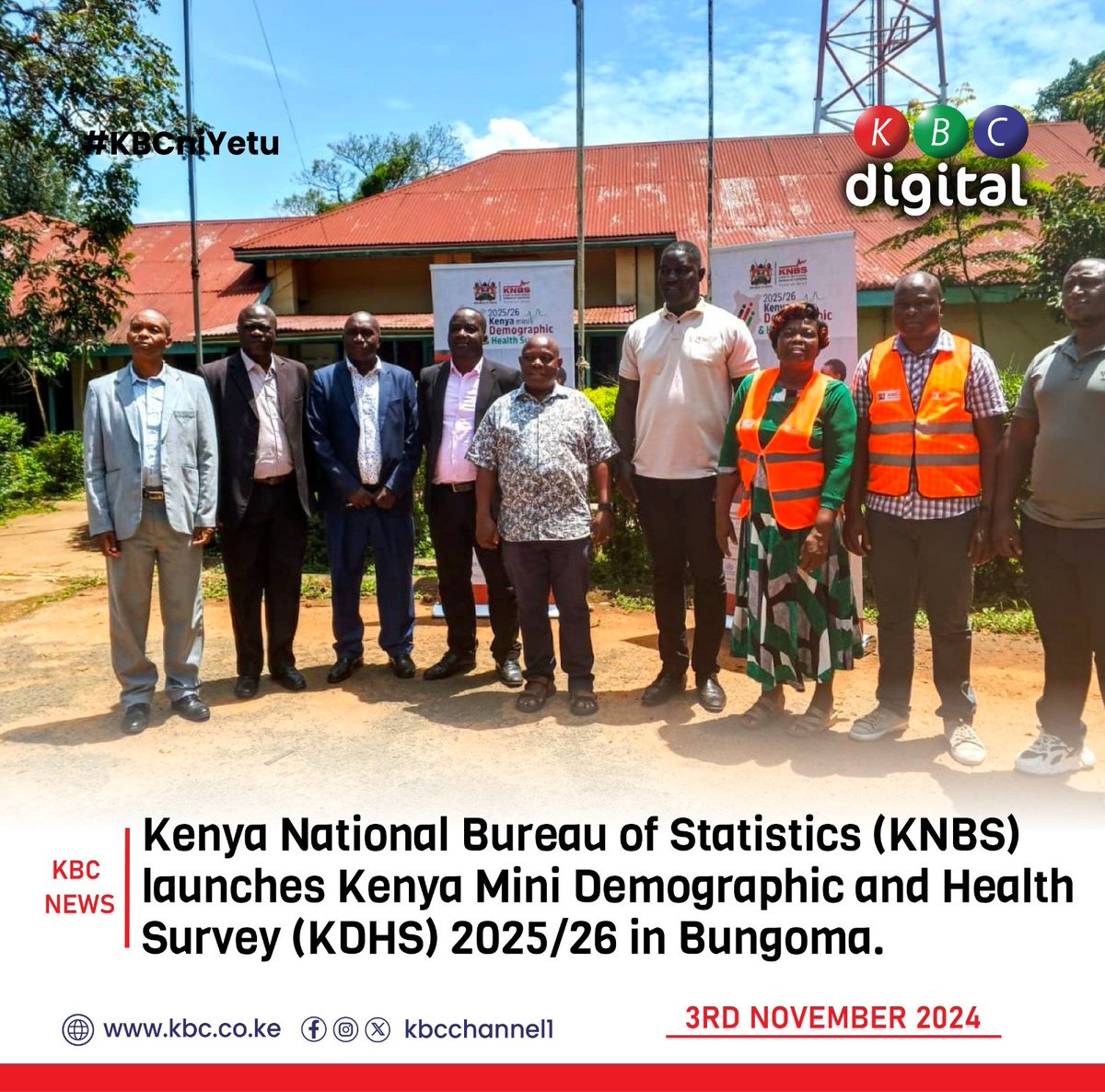 Kenya National Bureau of Statistics (KNBS) launches Kenya Mini Demographic and Health Survey (KDHS) 2025/26 in Bungoma.

#KBCniYetu ^KG