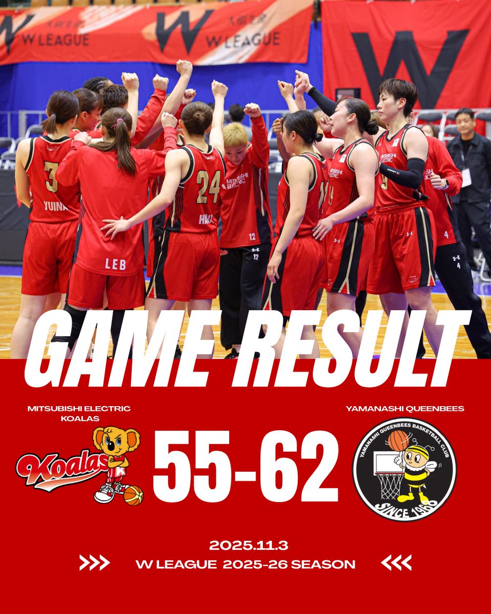 koalas_1956's tweet photo. 【試合結果】
 
勝負どころで流れをつかみ切れず、悔しい結果となりました。

本日のBOXスコア📝
https://t.co/FvdZfrdbS6

会場・配信からのご声援、ありがとうございました🙇‍♂️

#Wリーグ #三菱電機 #コアラーズ https://t.co/8ikY7Co0Te