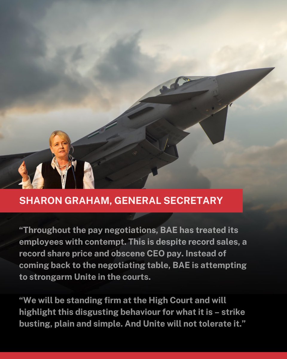 Unite is appalled by BAE Systems’ behaviour following the announcement of strike action.

The company is attempting to block lawful industrial action through the courts, an attack on workers’ democratic rights.