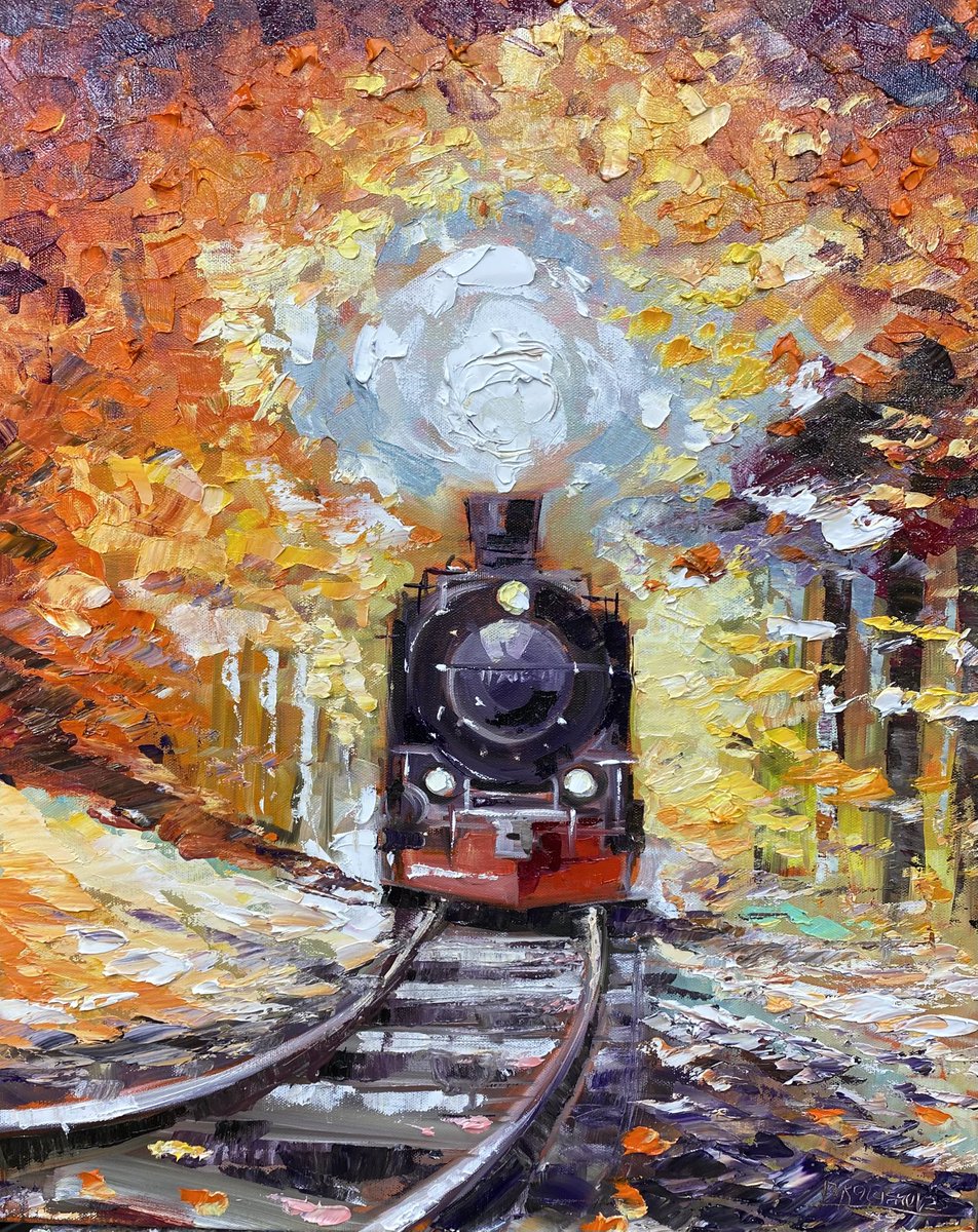 «Осенний экспресс» 
60/50 см (масло, холст, мастихин) 
ПРОДАЕТСЯ!!! 
Прошу максимальный репост… Пожалуйста …)))