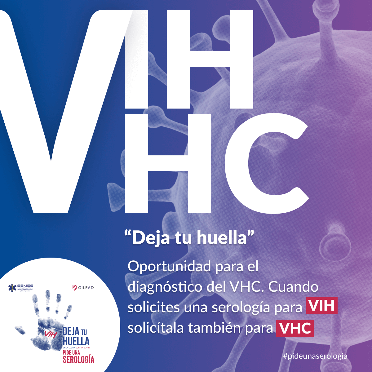 VIH y VHC comparten vías de transmisión.
El programa #DejaTuHuella recomienda solicitar ambas serologías de forma simultánea.

Una sola analítica, dos diagnósticos posibles.
👉 #PideLasDosSerologías