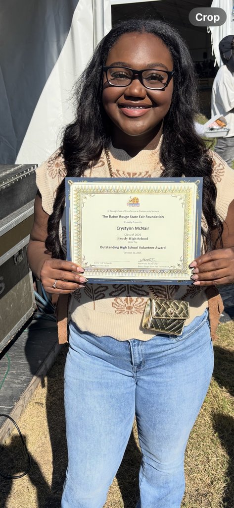 Congrats Crystynn, who was awarded Outstanding Volunteer Award for Brusly High at the Greater Baton Rouge State Fair this weekend. 👏👏👏