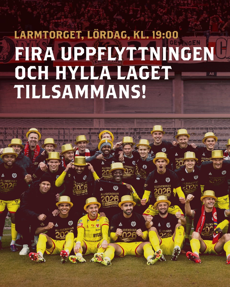KalmarFF's tweet image. Efter lördagens hemmamatch mot Falkenbergs FF fyller vi Larmtorget kl. 19:00 – tillsammans hyllar vi truppen!