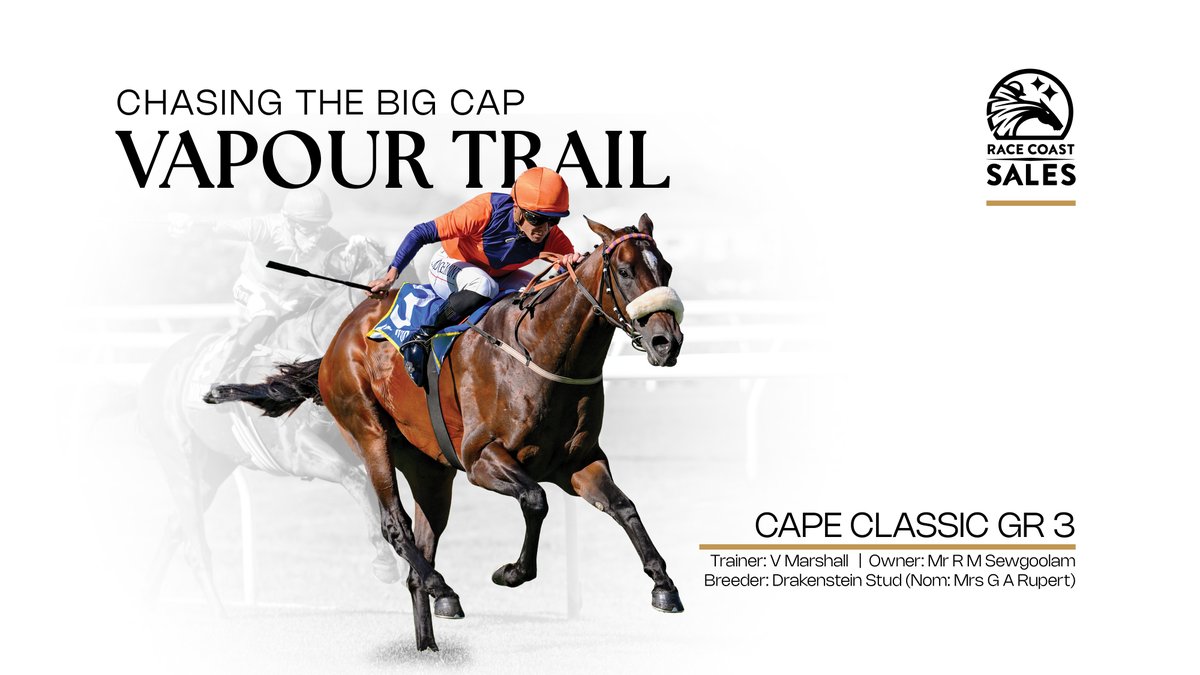 RACE COAST SALES GRADUATE ROMPS TO CAPE CLASSIC GR 3 GLORY

Exciting three year old Vapour Trail, a R250 000 purchase from the 2024 Cape Premier Yearling Sale, showed his class with an impressive victory in Sunday’s Cape Classic Gr 3.

Full article:
racecoastsales.co.za/2025/11/03/rac…
