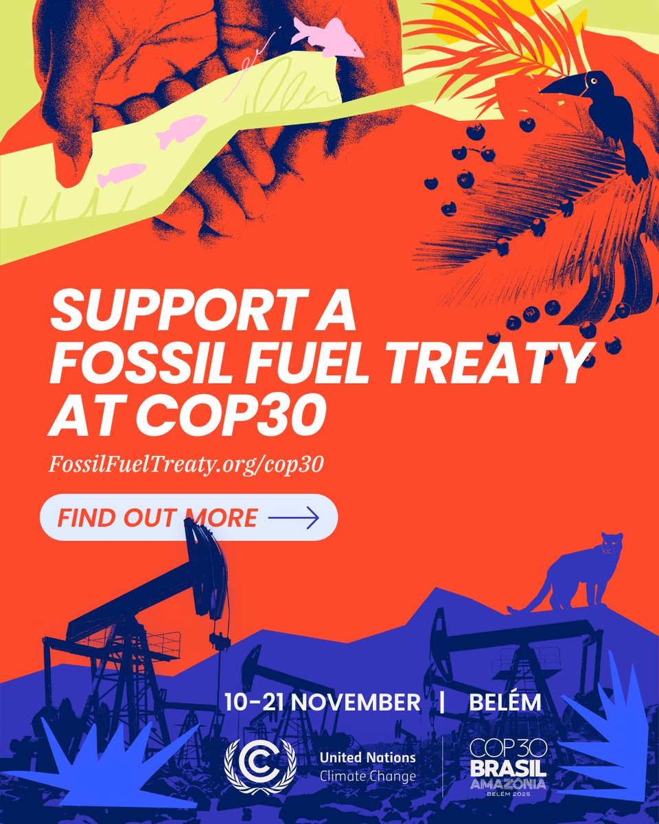 As world leaders gear up for #COP30, a decade after the #ParisAgreement, we know that reducing emissions alone isn’t enough.

We need to stop their root cause: fossil fuel production.

👉 Get involved: FossilFuelTreaty.org/cop30