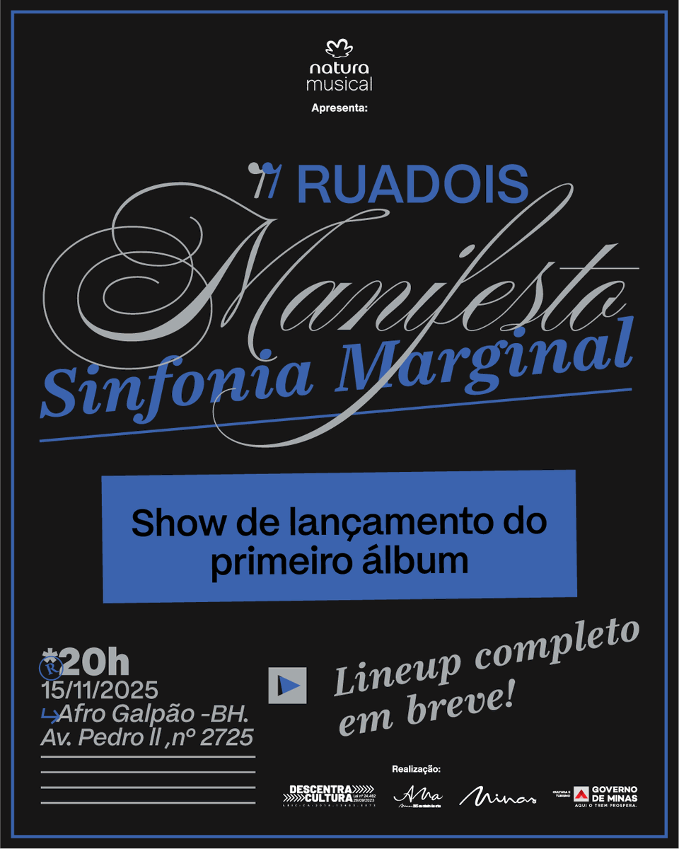 ruadois_br's tweet photo. Foi aqui que pediram o show de lançamento de Sinfonia Marginal? 🎷

No dia 15 de novembro, o RUADOIS apresenta seu primeiro álbum em um show inédito, a partir das 20h, no Afrogalpão. https://t.co/Aq34fshscB