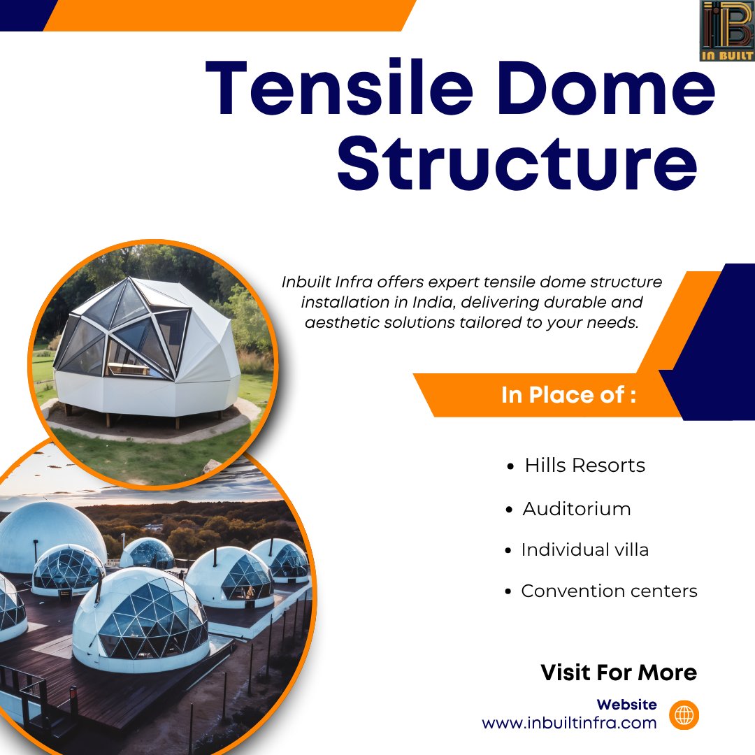 InbuiltInfra's tweet image. Inbuilt Infra designs and constructs tensile dome structures that blend modern architecture strength and flexibility.
 Website : inbuiltinfra.com
Contact : +91782396739
#TensileDomeStructure #TensileArchitecture #ModernRoofing #ArchitecturalDesign #DurableStructures #PEB