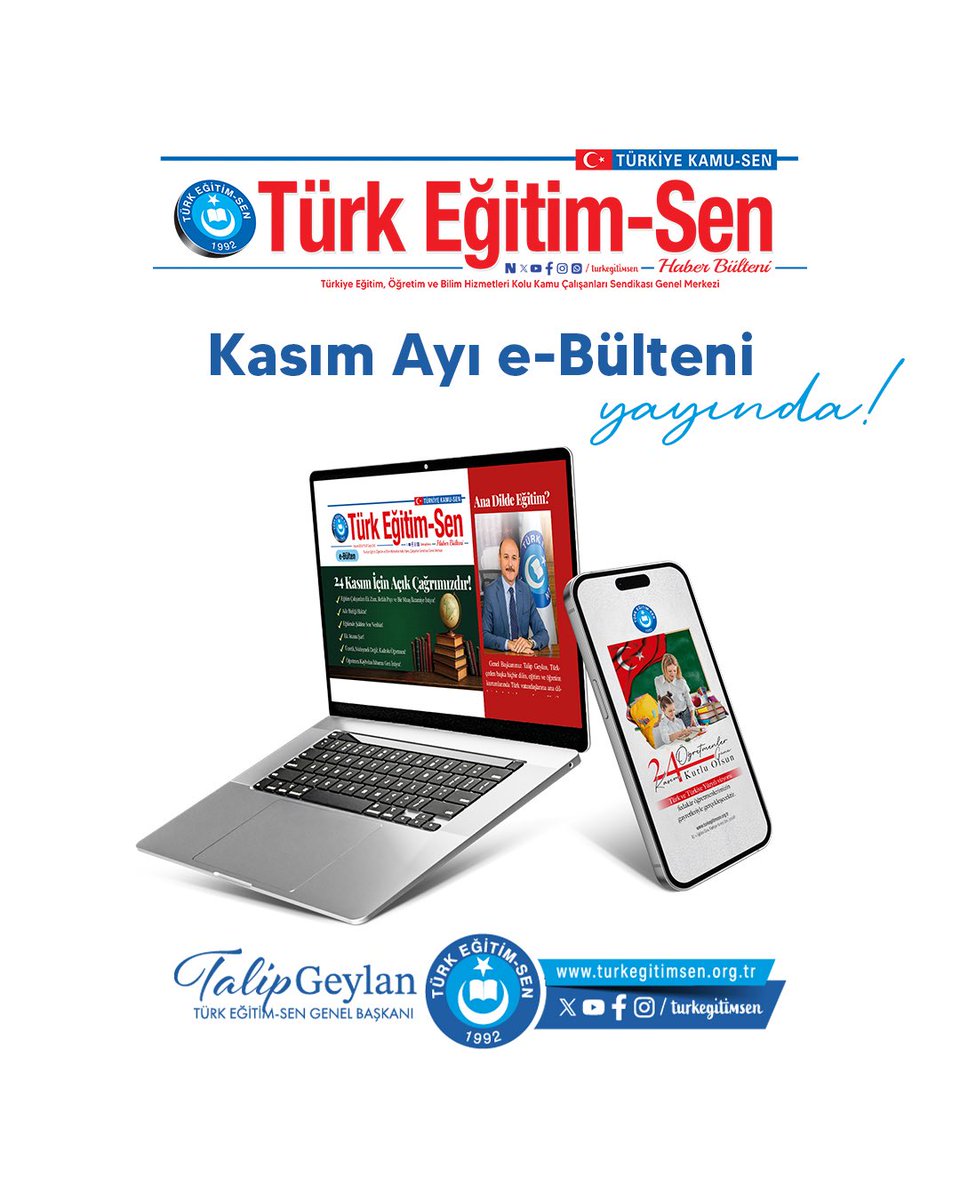 Kasım ayı e-Bültenimiz yayında.
Okumak için: turkegitimsen.org.tr/wp-content/upl…