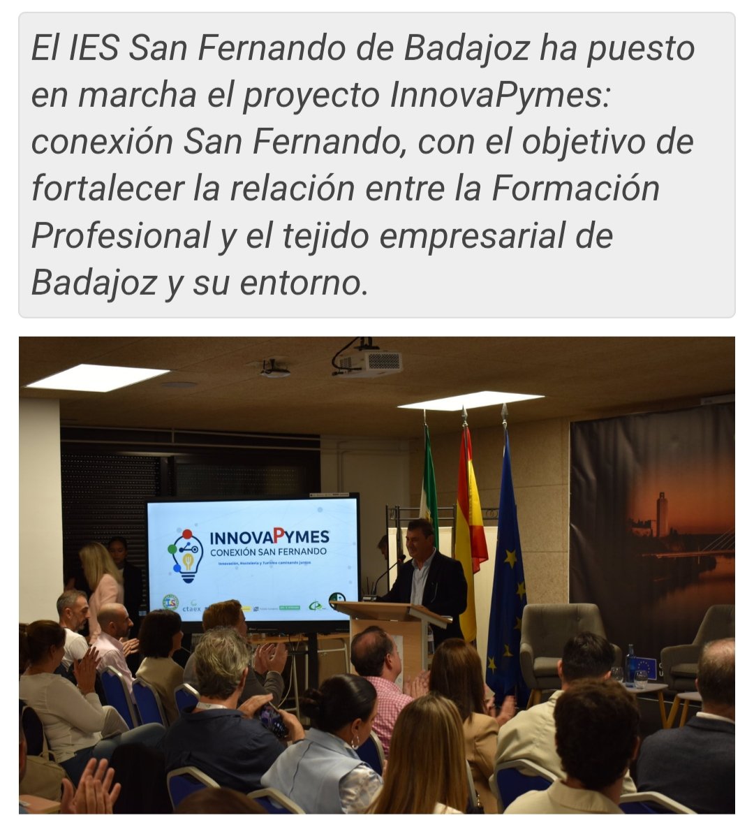 ⏩Arranca el proyecto InnovaPymes: conexión San Fernando, del IES San Fernando de Badajoz
lagaceta.educarex.es/leer/arranca-p…