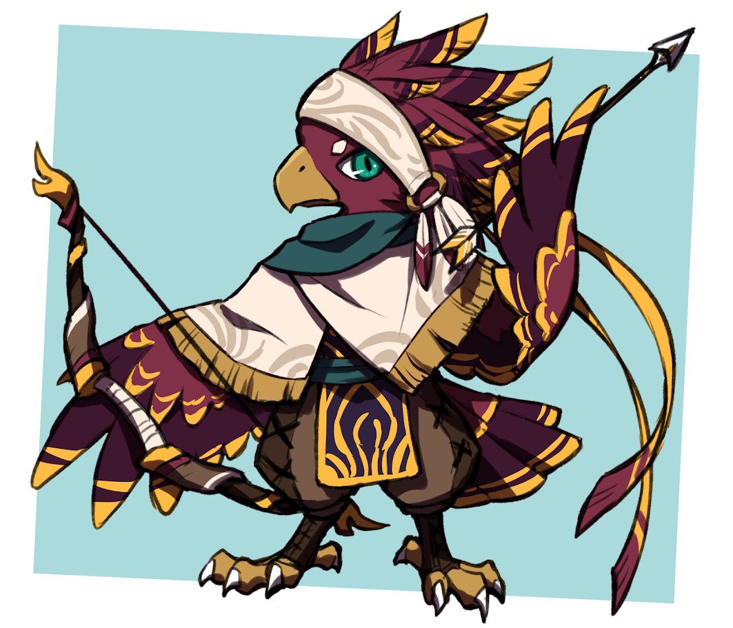 【Skeb】弓使いの鳥獣人のキャラクターをデザインさせて頂きました！ 
デザインに悩んだ末、自分の好み全開で描かせて頂きました！！
ご支援も含め、リクエストありがとうございました！
 #Skeb #Commission