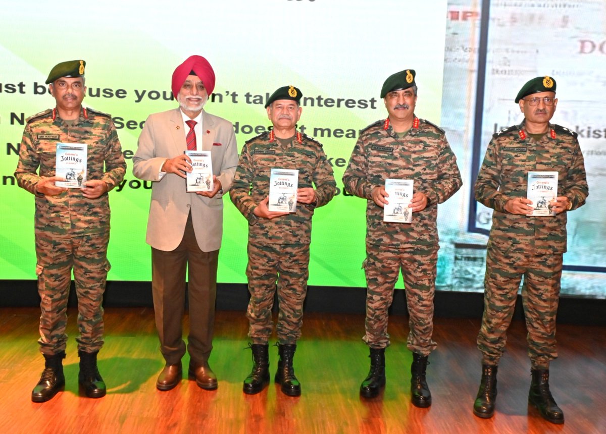#GeneralUpendraDwivedi, #COAS, released the book “General’s Jottings Rearmed” authored by Lieutenant General KJ Singh (Retd). The book offers deep insights into India’s evolving security landscape, providing a practical toolkit - to analyse national and global security issues.