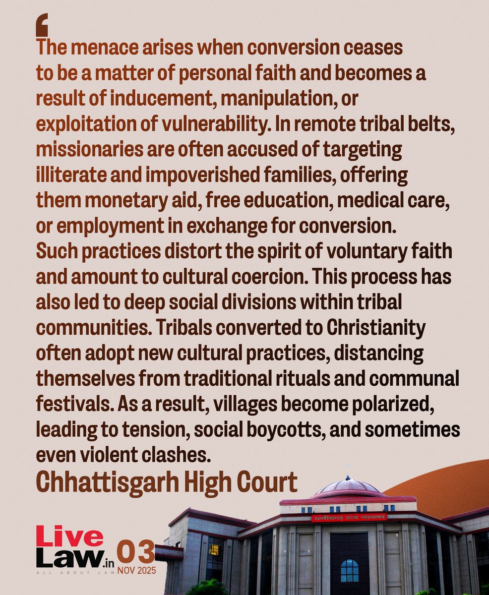 LiveLawIndia's tweet image. #ChhattisgarhHighCourt #religiousconversion