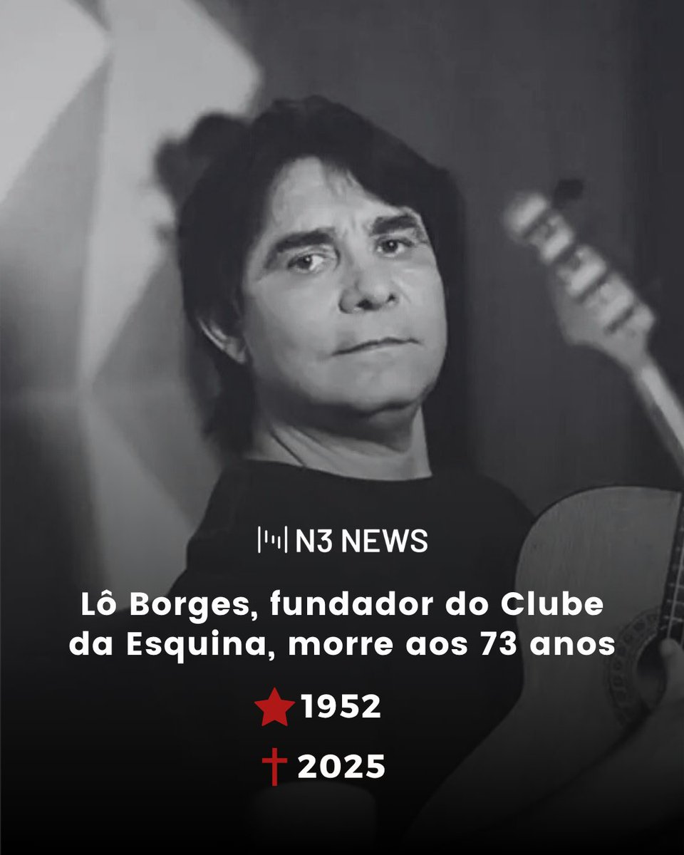 n3_news_oficial's tweet image. Lô Borges, ícone da MPB e fundador do Clube da Esquina, morreu na noite deste domingo (2), aos 73 anos, após semanas tratando uma intoxicação medicamentosa.

Nascido em Belo Horizonte em 1952, Lô Borges ganhou reconhecimento nacional ao lado de Milton Nascimento e Beto Guedes por…