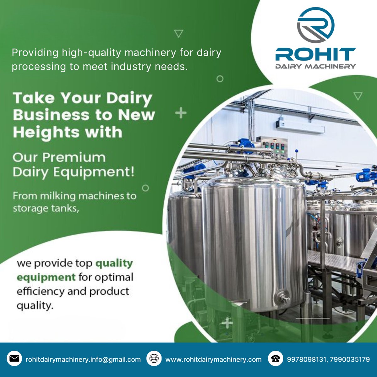 rohitdairy_rdm's tweet image. Rohit Dairy Machinery provides top quality equipment for every step—from milking machines to bulk storage tanks. 🥛

📞 9978098131, 7990035179
📧 rohitdairymachinery.info@gmail.com
🌐 lnkd.in/dNKkG8xk

#RohitDairyMachinery #DairyEquipment #MilkProcessing #DairySolutions