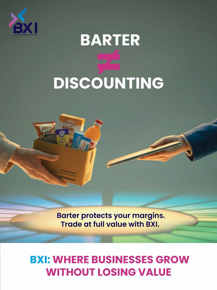Too many businesses think barter means losing value.

Here’s the truth 👇
❌ Discounting = Lost margins
✅ Barter on BXI = Trade at full value using credits
Grow smart. Save cash.

#BXI #SmartBarter #BusinessGrowth
