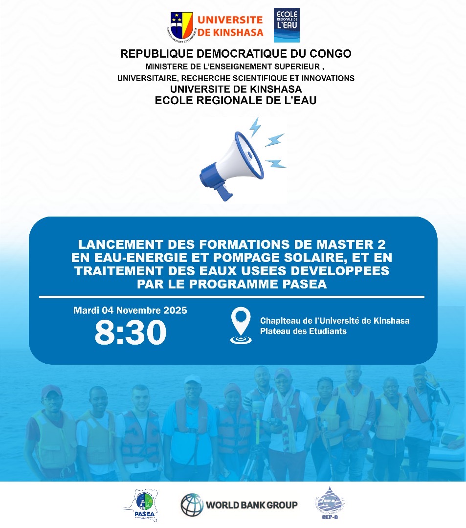 Naturelcd2020's tweet image. Après toutes les étapes relatives au processus de soumission à la formation pour les bourses de Master 2 en Eau, Energie et Pompage solaire ainsi qu’en Traitement des eaux usées, l’Ecole régionale de l’eau de l’UniKin lance officiellement ce mardi 4 Nov dans les 2 filières