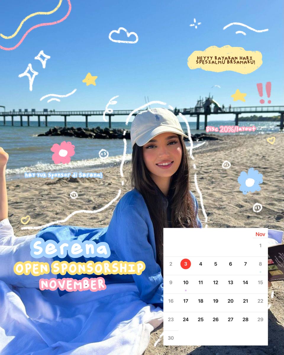 Any interaction are appreciated! 

Hai, Serena open sponsorship layout by request bulan November nih YUK KEEP SLOTNYA SEKARANG! 👀🏖️
Disc 20%/layout + free poster dari aku yaap 

TNC, KATALOG LAYOUT BISA CEK DI BAWAH! ⭐

#zonauang