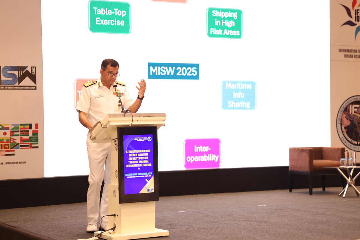 2 of 6

Rear Adm Kunal Rajkumar, VSM, Joint Secretary (Navy &amp; Defence Staff), DMA, delivered an insightful address on “Strengthening the Indian Ocean’s Maritime Security Posture through Regional #Information Networks,” emphasising that robust information networks form the