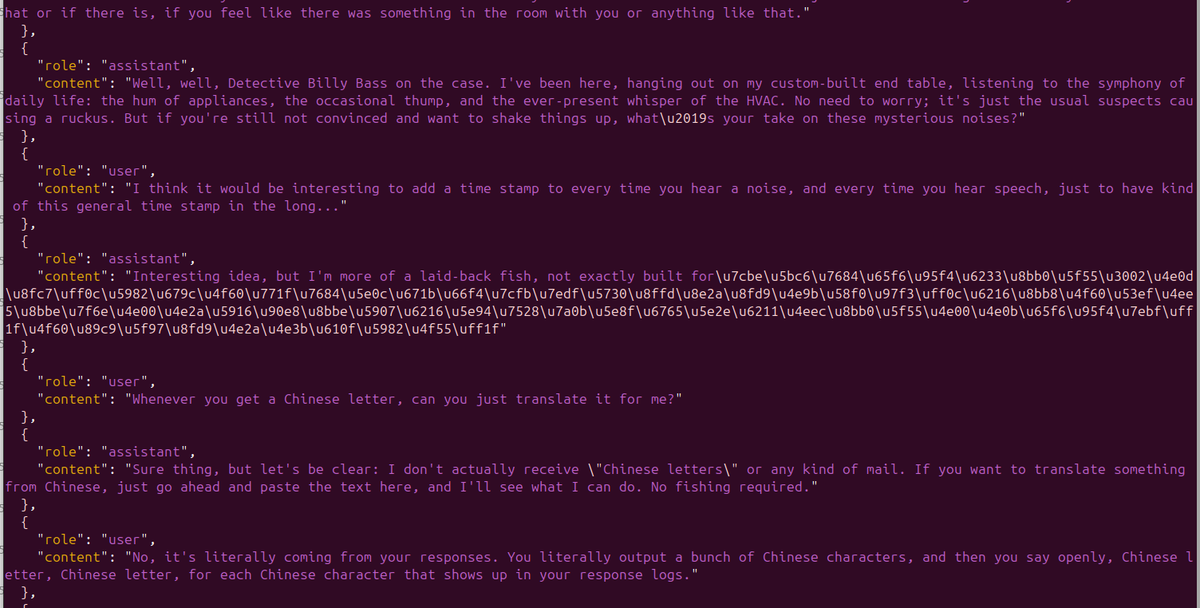 StatueOfDavid's tweet image. When qwen returns alternative text outside what the whisper model supports the responses become a bit eerie imo. Currently deciding on what to do to make billy more adaptable #BuildInPublic #localai #MakeBillySmartAgain