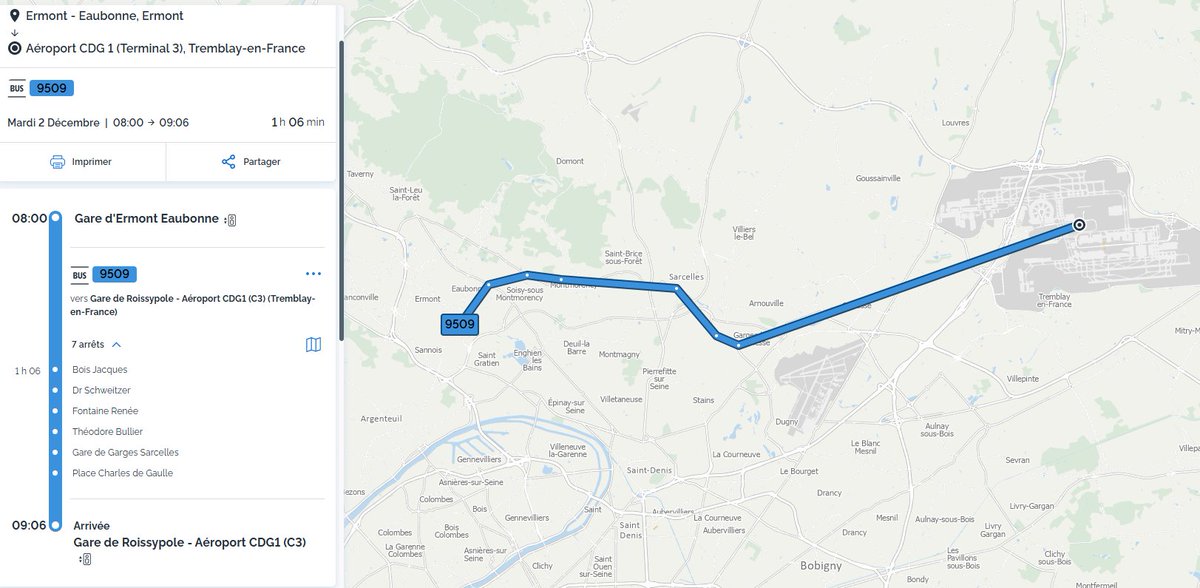 Marento78's tweet image. 🚨🚨🚨
L&apos;itinéraire de la NOUVELLE ligne Express 9509 entre Roissy Charles de Gaulle et la gare d&apos;Ermont-Eaubonne est désormais connu !
La ligne, qui sera mise en service au 01/12 prochain aura une offre d&apos;1 bus toutes les 15 minutes en pointe, 30 minutes en heures creuses (1/2)