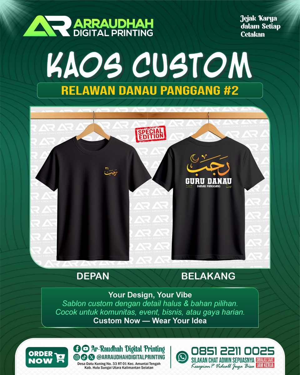 ARPrinting93's tweet photo. Kaos Custom
Relawan Danau Panggang #2
Mulai 65k - 75k / pcs

Hanya di Ar-Raudhah Digital Printing!
WhatsApp : 0851-2211-0025

#percetakan #arraudhahdigitalprinting 
#arraudhahprintinghsu #alabio #amuntai https://t.co/f3j0pyB5Bx