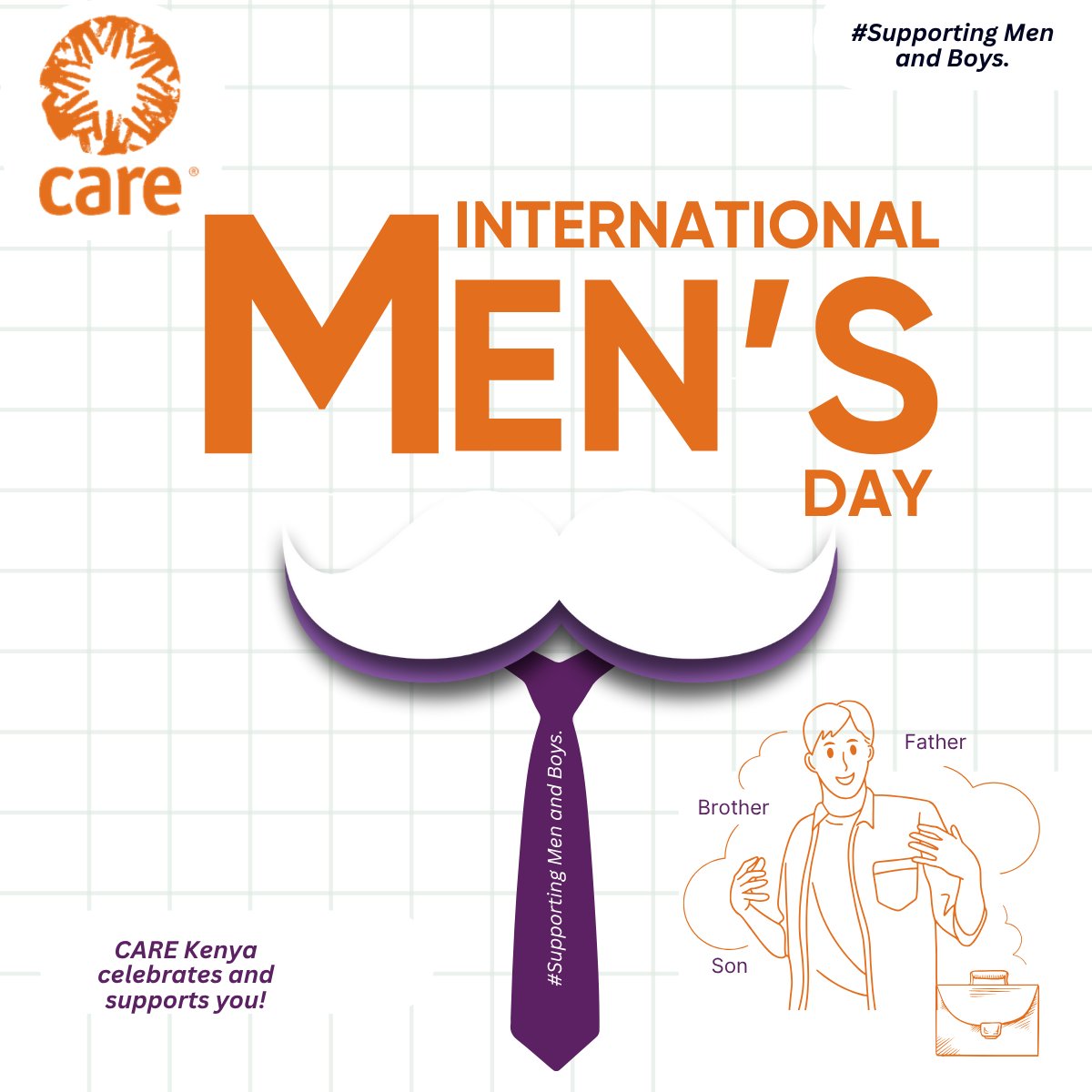 CAREinKenya's tweet photo. Support goes beyond celebration.
CARE Kenya invites reflection on what it means to support men and boys — to create spaces for dialogue, empathy & shared responsibility.
Change begins when reflection becomes action.
#InternationalMensDay2025 #CAREKenya #PowerOfReflection https://t.co/FUezCBdoBG