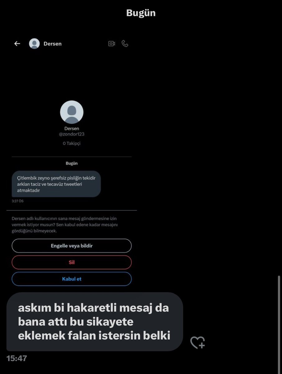 zeyno_citlembik's tweet photo. 6k takipcime mesaj atmış üşenmeyip instagramdan. gercekten artık çok bunaldım içinde aile fertlerim de var. aylardır deli gibi taciz ediyor dava açtık ama sonuçlanana kadar allah aşkına bir şey yapılsın artık. ailem endişeleniyor https://t.co/qhQYnVMM1V