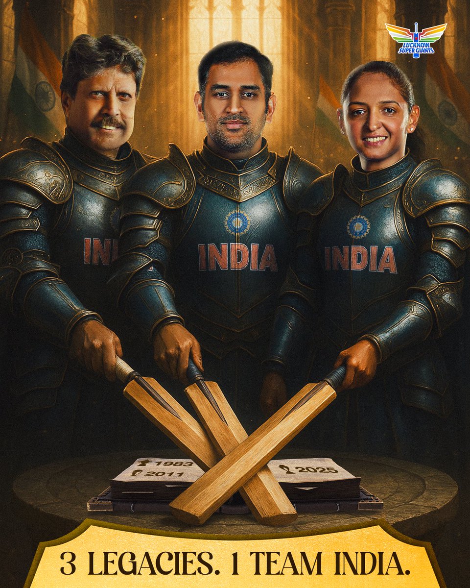 LucknowIPL's tweet photo. The trilogy of 𝐭𝐫𝐢𝐮𝐦𝐩𝐡 🇮🇳🏆 https://t.co/4MGVtmgRgL