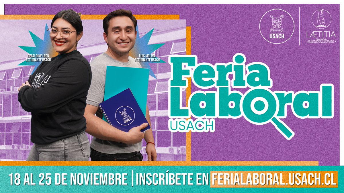 Egresados_USACH's tweet image. 🌟 ¡Comienza la cuenta regresiva! 🌟

¿Estás buscando tu primer empleo, práctica profesional o nuevo trabajo? ¡Entonces únete a la Feria Laboral Usach 2025 en ferialaboral.usach.cl!🦁🚀

#SomosUsach #SomosVIME