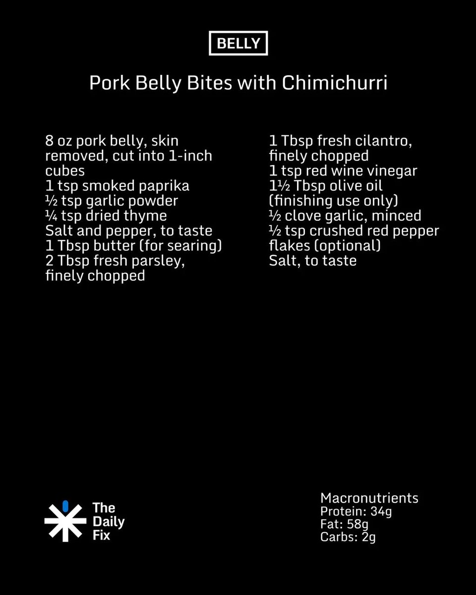 MetFixByBSI's tweet photo. What’s for dinner tonight? Make this! Pork belly bites finished with a vibrant, herbaceous chimichurri. https://t.co/FiNHc2FQ7w