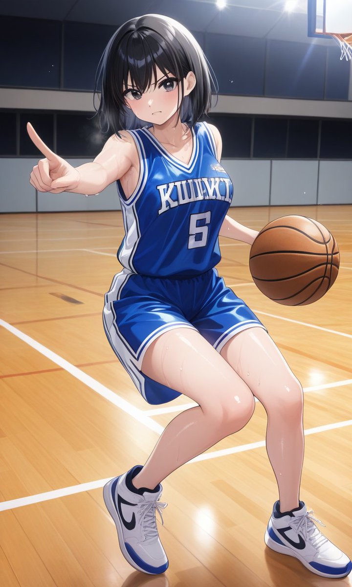 しごおわです✨
つーて終わったのは21時過ぎなんだけど😅

月曜日お疲れ様でした💫
ひとまず先におやすみ言っておきます！

#AIイラスト好きと繋がりたい 
#うちのこかわいい

夜のイラストは愛ちゃんの妹の叶ちゃん🩶
冬の選抜に向けて猛練習中です！　

叶「かんな先輩！
もう1本お願いします🩶🏀」