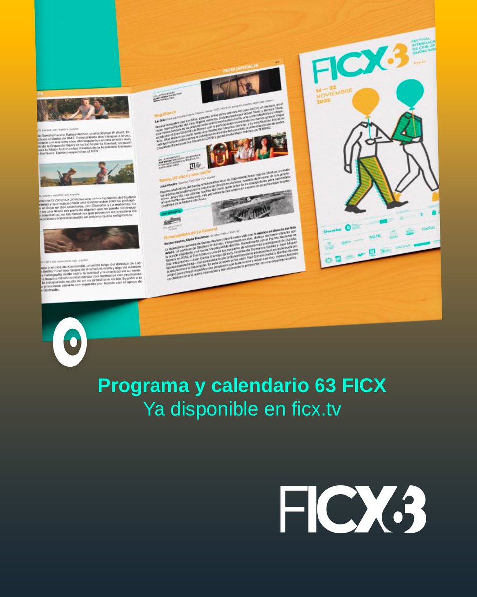 🚨 Ya disponible PROGRAMA y CALENDARIO DE PROGRAMACIÓN del #63FICX

📲 En formato online en ficx.tv/i
📄 Próximamente en papel.

🎬 Del 14 al 22 de noviembre, el cine auténticamente independiente, #NoLoDejesEscapar